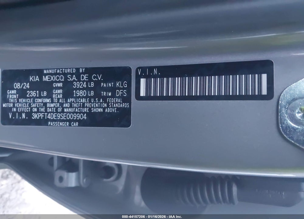2025 KIA K4 LXS VIN: 3KPFT4DE9SE009904