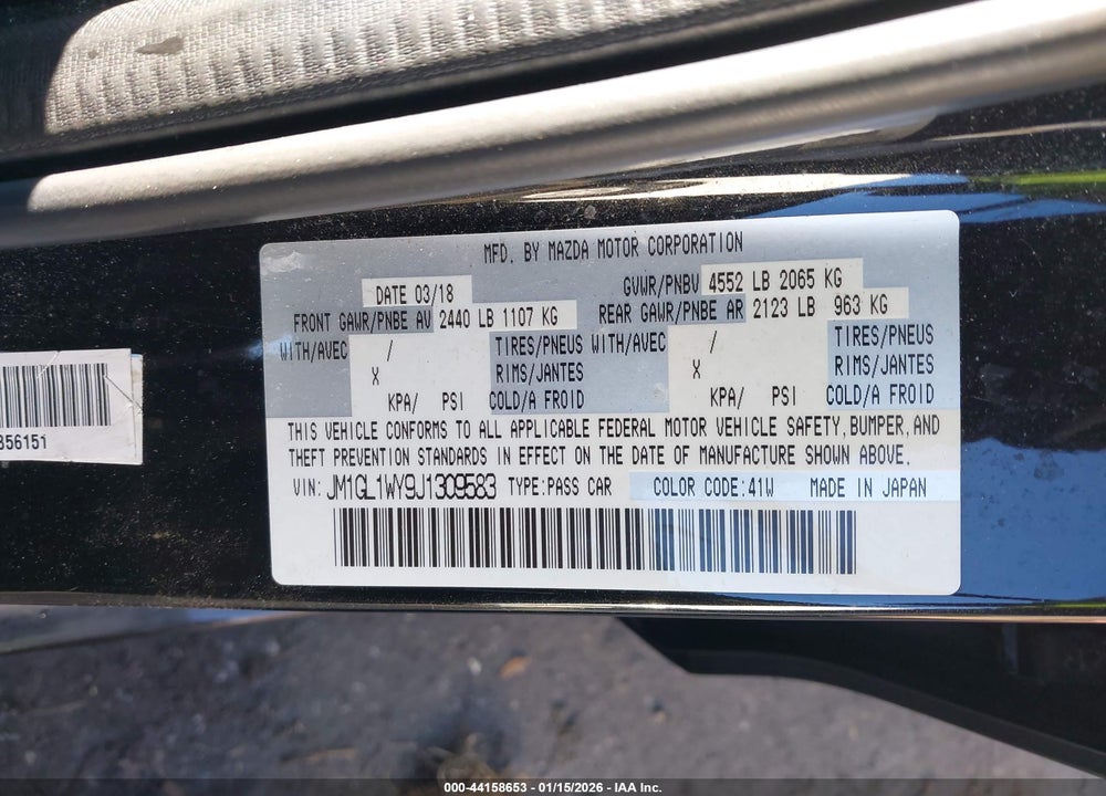 2018 MAZDA 6 GRAND TOURING RESERVE VIN: JM1GL1WY9J1309583