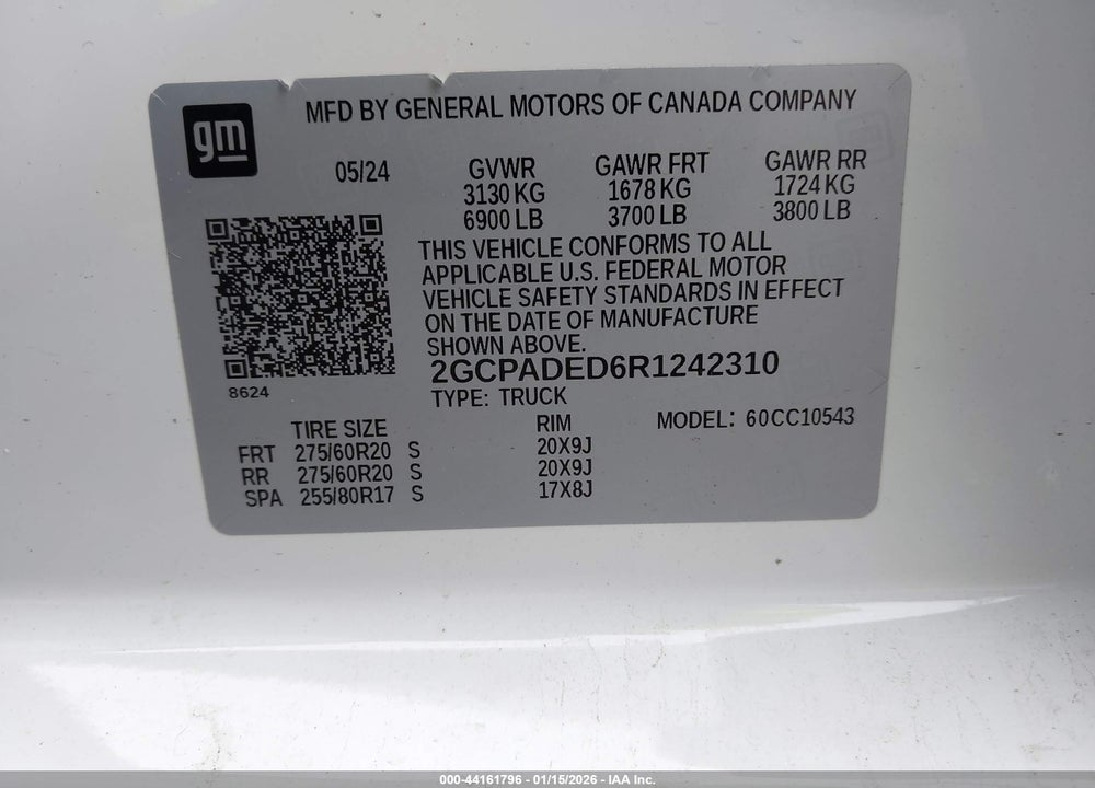 2024 CHEVROLET SILVERADO 1500 2WD  SHORT BED RST VIN: 2GCPADED6R1242310