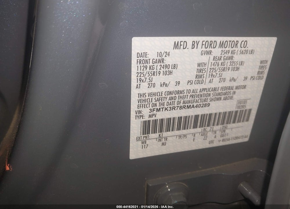 2024 FORD MUSTANG MACH-E PREMIUM VIN: 3FMTK3R78RMA40289