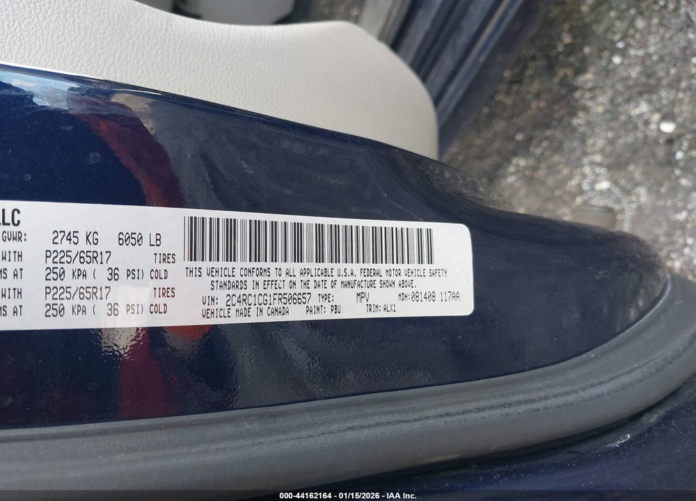2015 CHRYSLER TOWN & COUNTRY TOURING-L VIN: 2C4RC1CG1FR506657