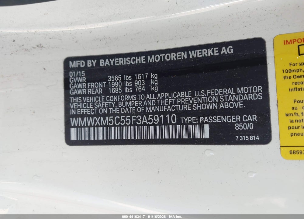 2015 MINI HARDTOP COOPER VIN: WMWXM5C55F3A59110