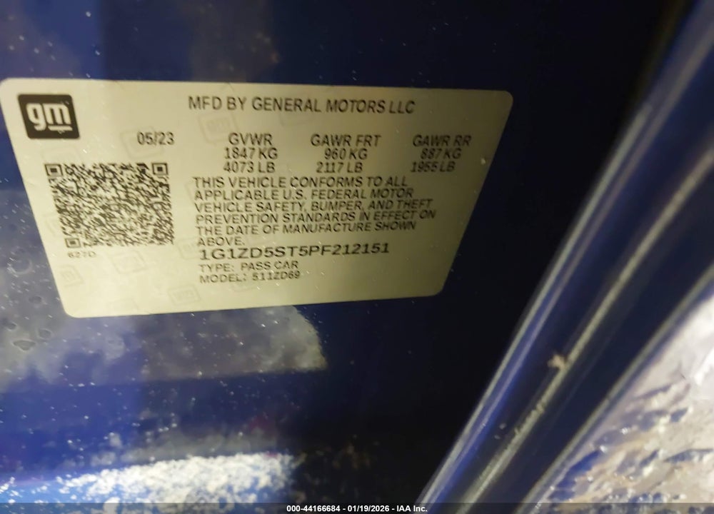 2023 CHEVROLET MALIBU FWD 1LT VIN: 1G1ZD5ST5PF212151