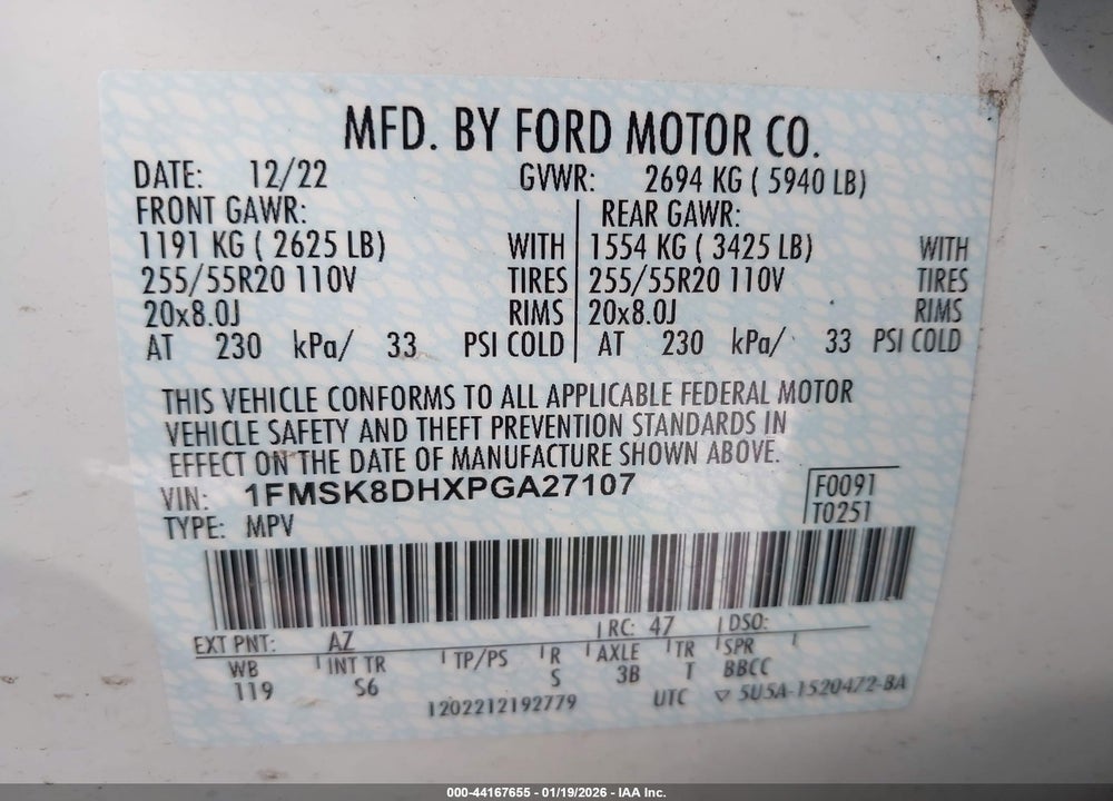 2023 FORD EXPLORER XLT VIN: 1FMSK8DHXPGA27107