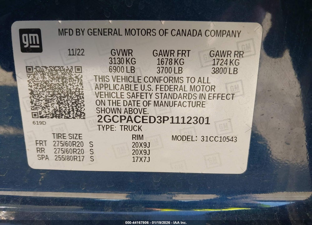 2023 CHEVROLET SILVERADO 1500 2WD  SHORT BED LT VIN: 2GCPACED3P1112301