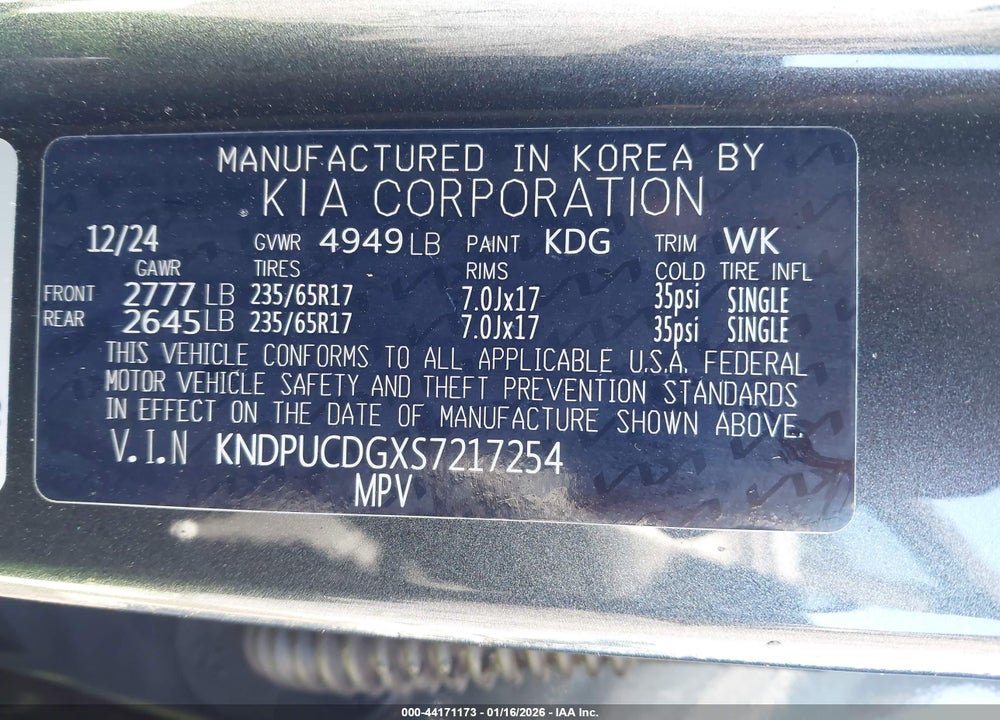 2025 KIA SPORTAGE HYBRID LX VIN: KNDPUCDGXS7217254
