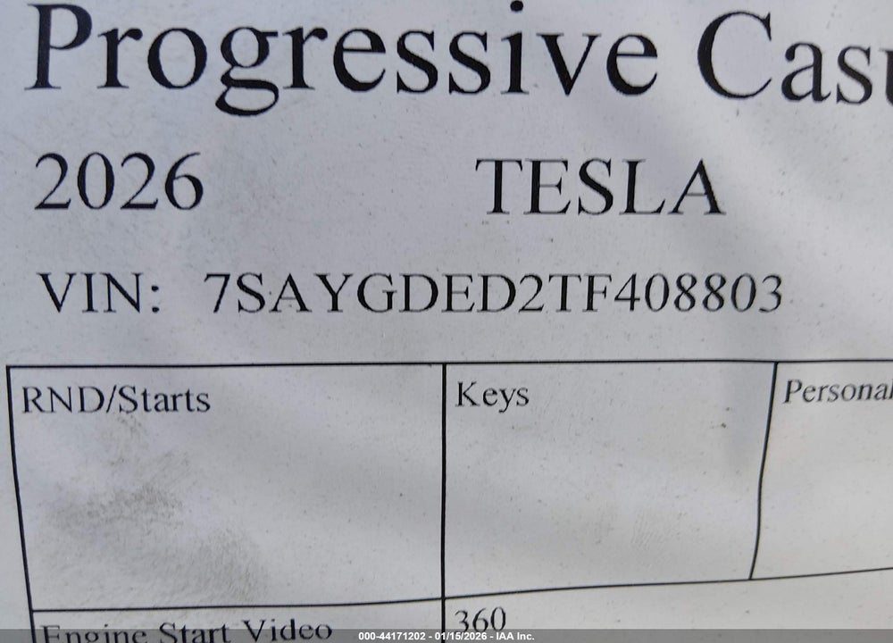 2026 TESLA MODEL Y PREMIUM REAR-WHEEL DRIVE/STANDARD REAR-WHEEL DRIVE VIN: 7SAYGDED2TF408803
