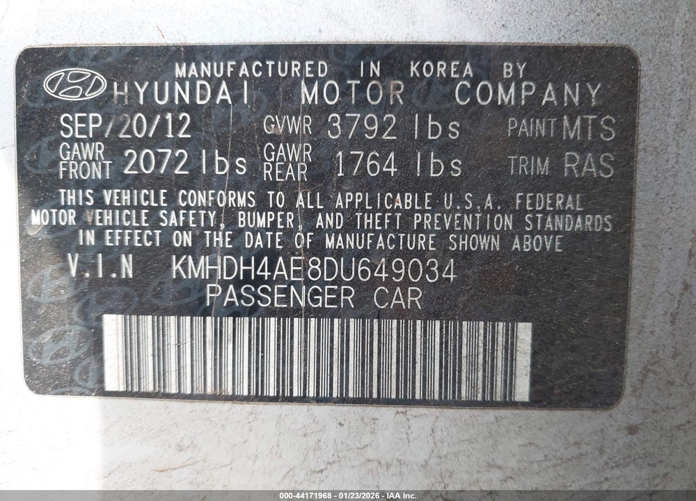 2013 HYUNDAI ELANTRA GLS VIN: KMHDH4AE8DU649034