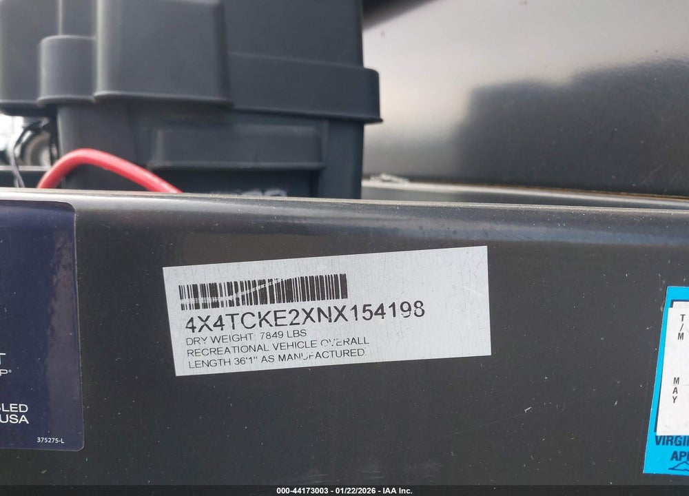 2022 CHEROKEE OTHER VIN: 4X4TCKE2XNX154198
