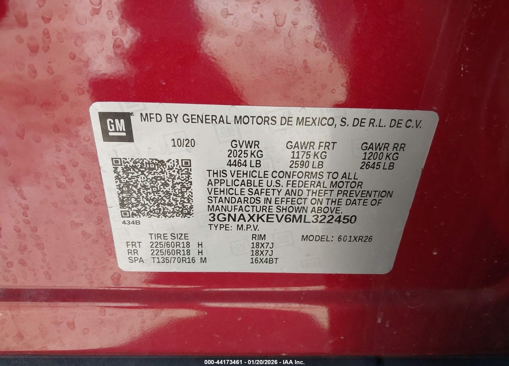 2021 CHEVROLET EQUINOX FWD LT VIN: 3GNAXKEV6ML322450