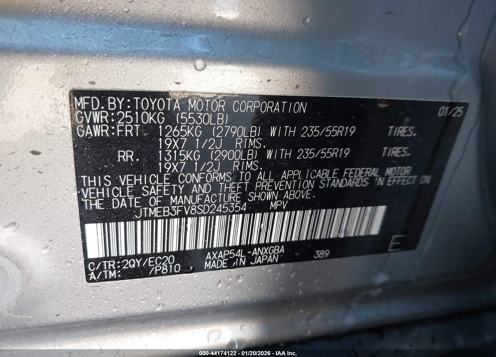 2025 TOYOTA RAV4 PLUG-IN HYBRID XSE VIN: JTMEB3FV8SD245354