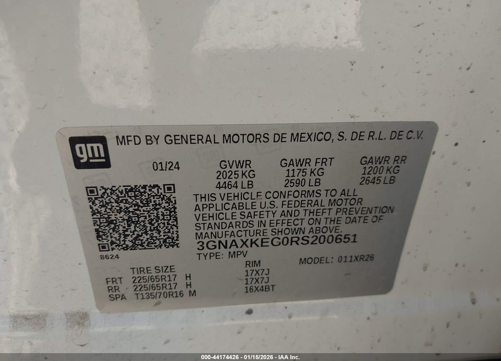 2024 CHEVROLET EQUINOX FWD LT VIN: 3GNAXKEG0RS200651