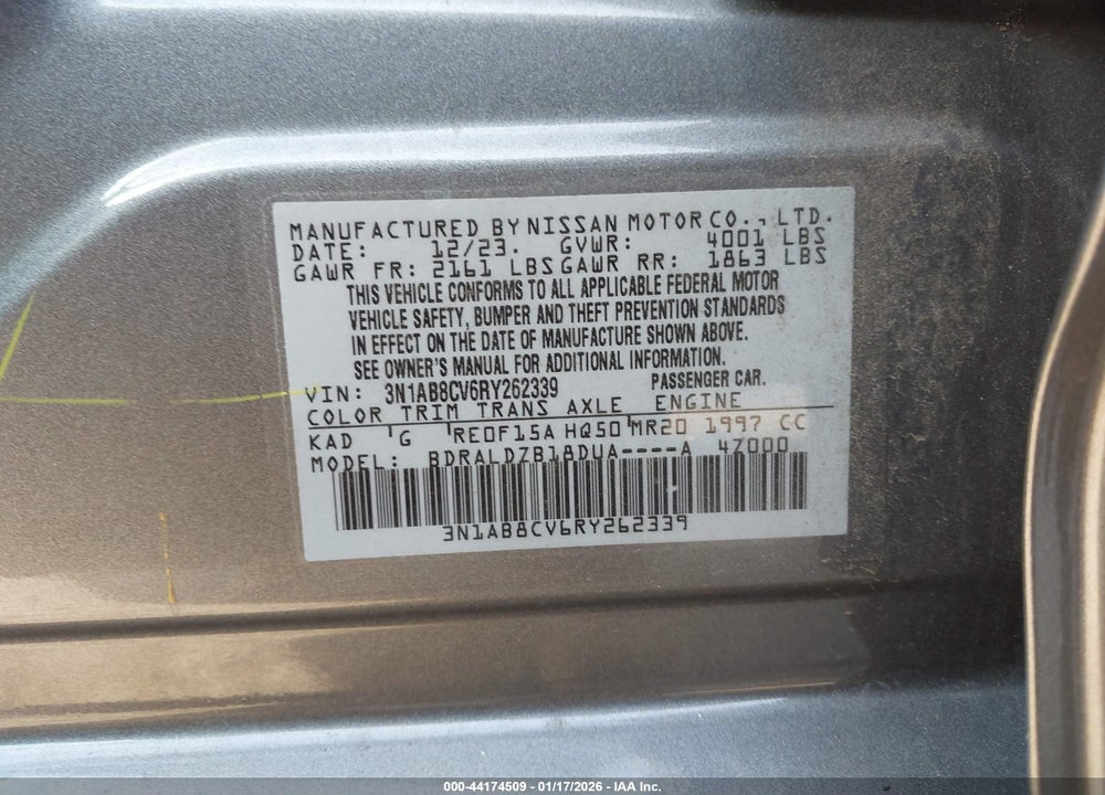 2024 NISSAN SENTRA SV XTRONIC CVT VIN: 3N1AB8CV6RY262339