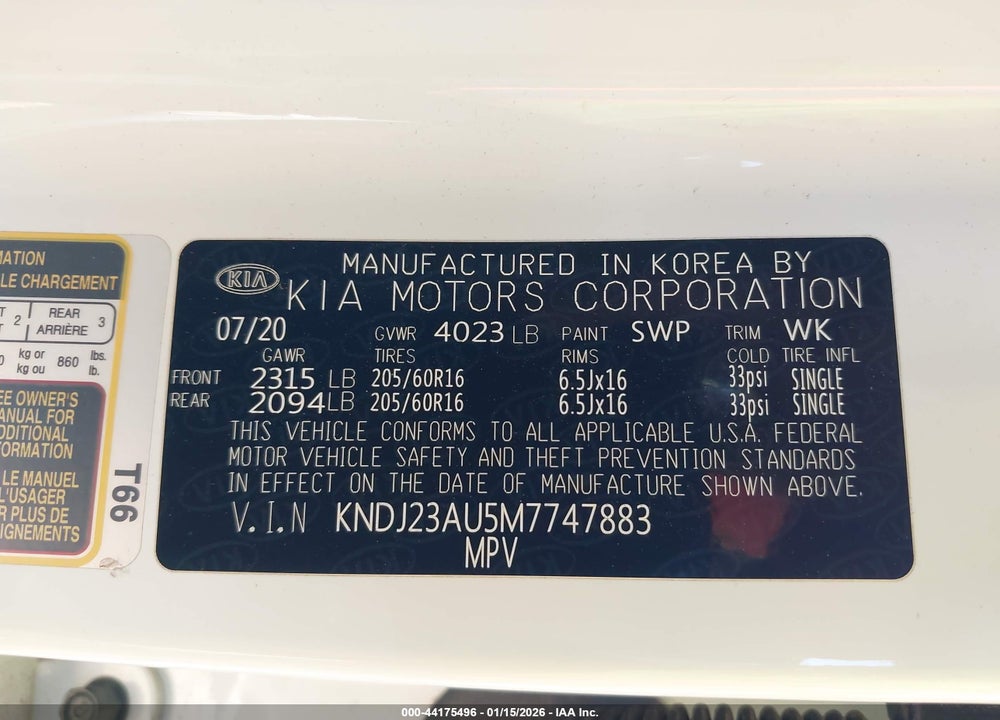 2021 KIA SOUL S VIN: KNDJ23AU5M7747883