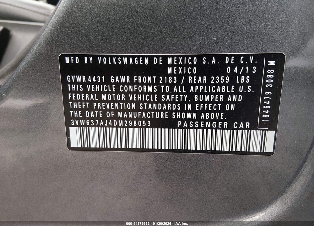 2013 VOLKSWAGEN JETTA HYBRID SEL PREMIUM VIN: 3VW637AJ4DM298053