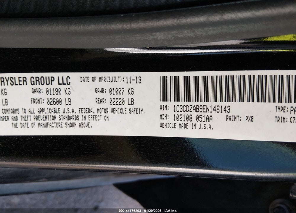 2014 DODGE AVENGER SE VIN: 1C3CDZAB9EN146143