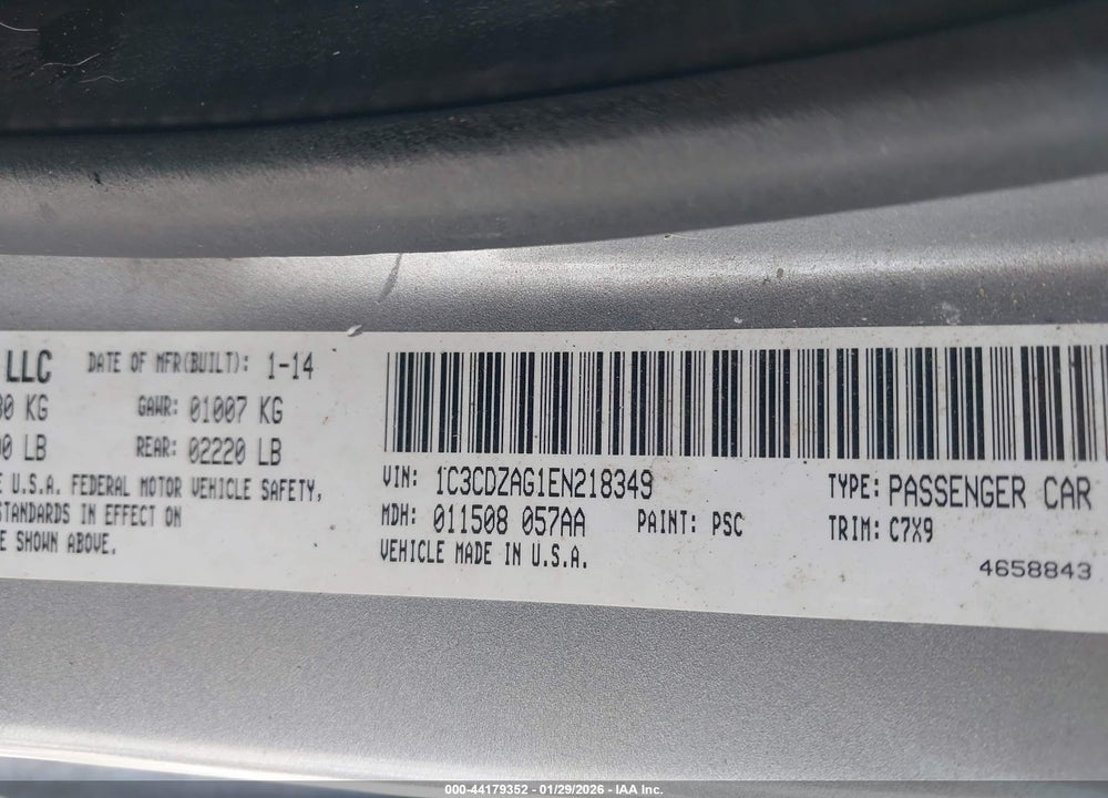 2014 DODGE AVENGER SE VIN: 1C3CDZAG1EN218349