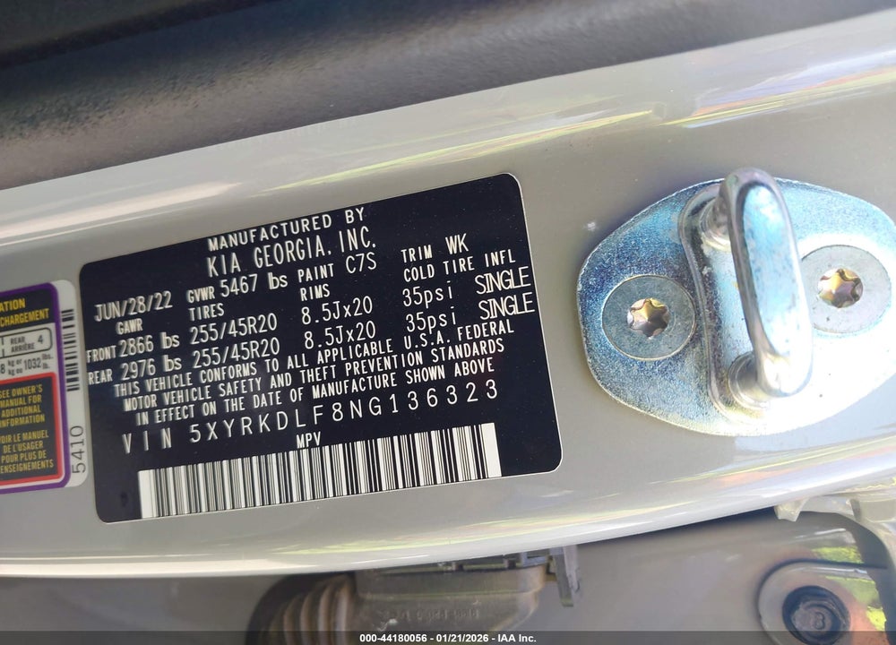 2022 KIA SORENTO SX VIN: 5XYRKDLF8NG136323