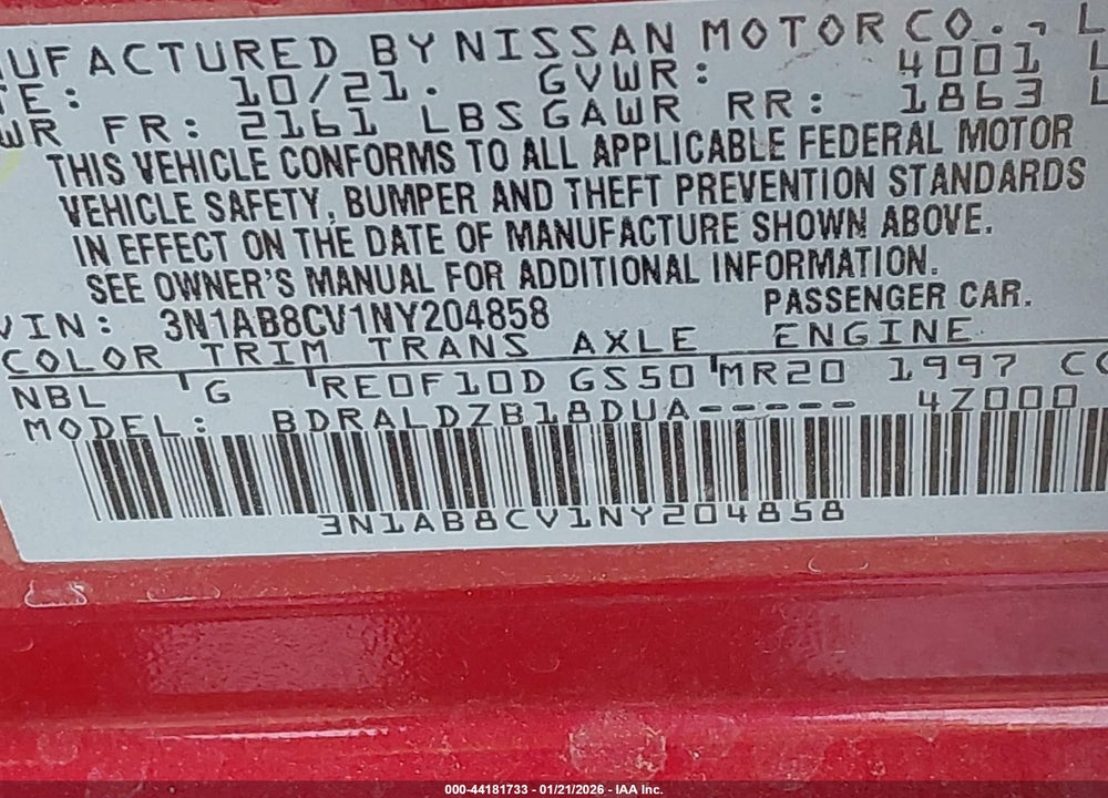 2022 NISSAN SENTRA SV XTRONIC CVT VIN: 3N1AB8CV1NY204858