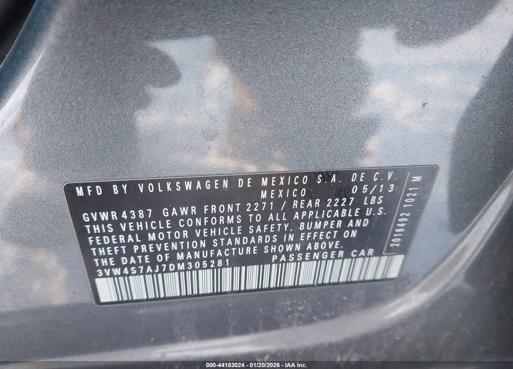 2013 VOLKSWAGEN JETTA GLI AUTOBAHN W/NAV VIN: 3VW4S7AJ7DM305281