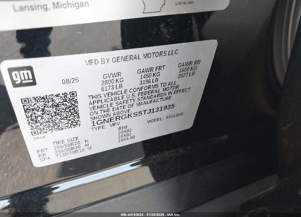 2026 CHEVROLET TRAVERSE FWD LT VIN: 1GNERGKS5TJ131935