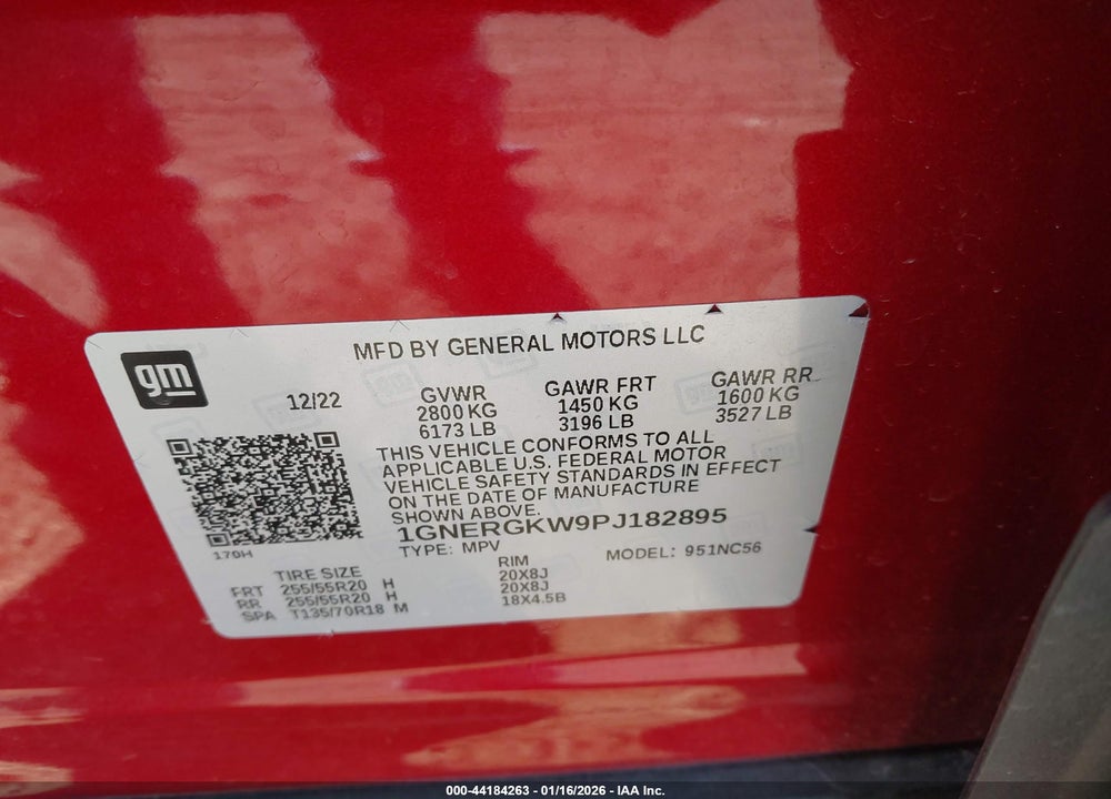 2023 CHEVROLET TRAVERSE FWD LT CLOTH VIN: 1GNERGKW9PJ182895