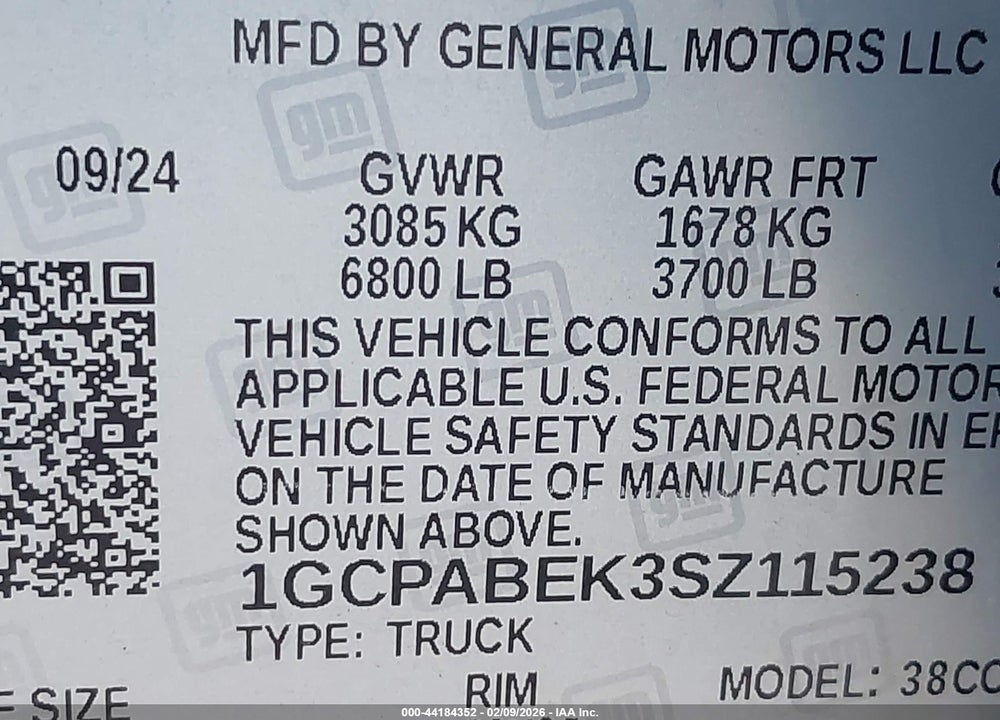 2025 CHEVROLET SILVERADO C1500 CUSTOM VIN: 1GCPABEK3SZ115238