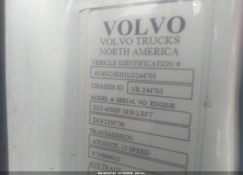 2020 VOLVO VNL VIN: 4V4NC9EH1LN244705
