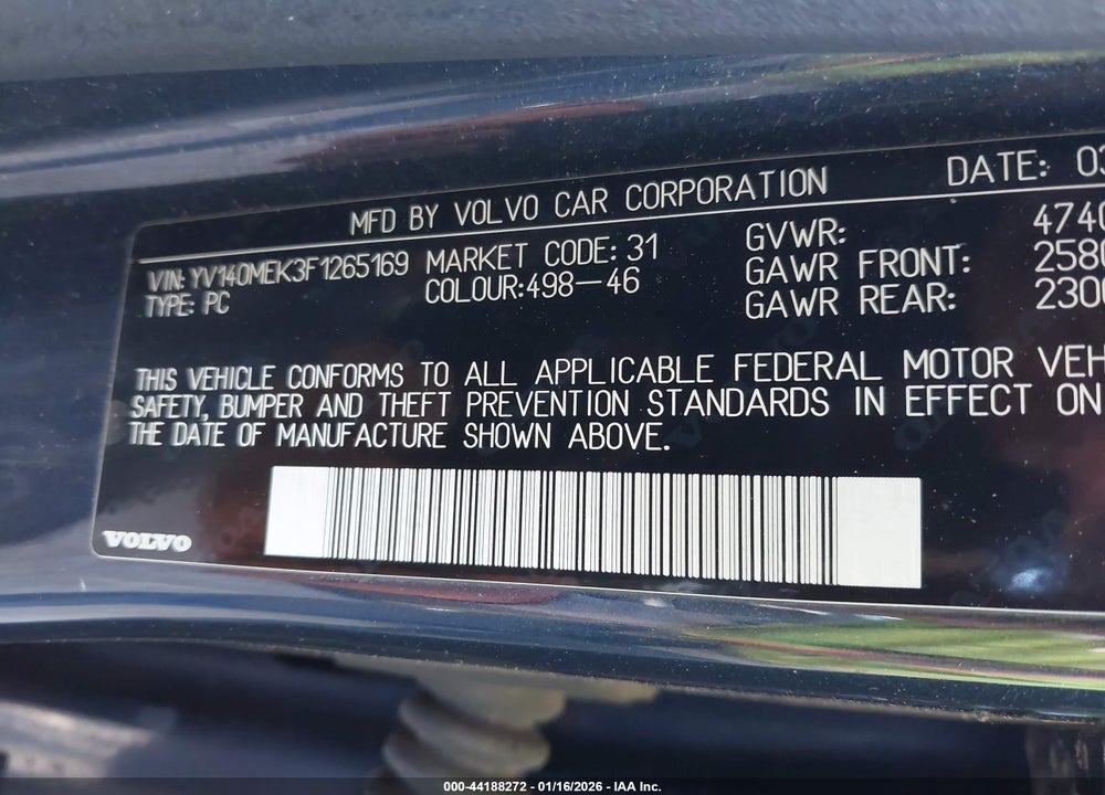 2015 VOLVO V60 T5 PREMIER VIN: YV140MEK3F1265169
