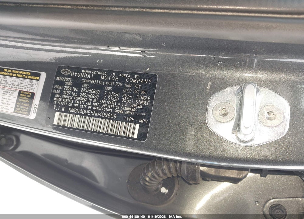 2022 HYUNDAI PALISADE SEL VIN: KM8R4DHE5NU409609