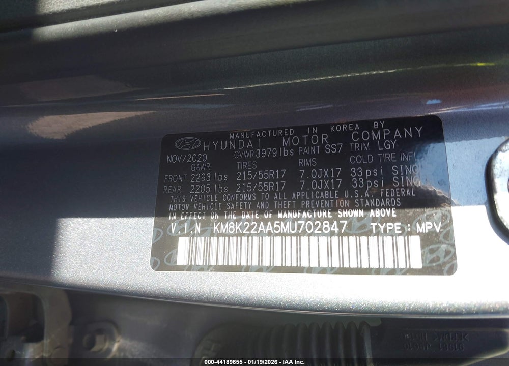 2021 HYUNDAI KONA SEL VIN: KM8K22AA5MU702847