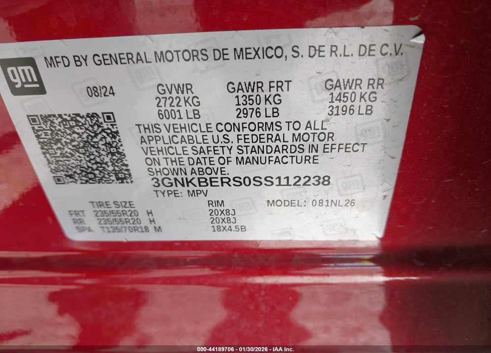 2025 CHEVROLET BLAZER FWD RS VIN: 3GNKBERS0SS112238
