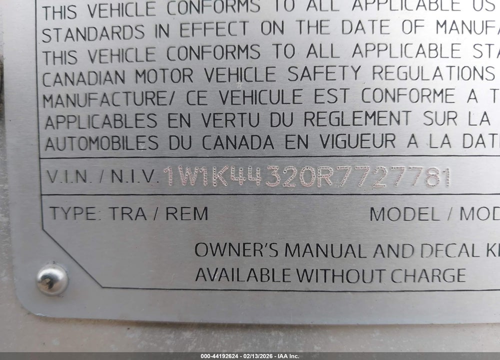 2024 WILSON TRAILER CO GRAIN TRAILER VIN: 1W1K44320R7727781