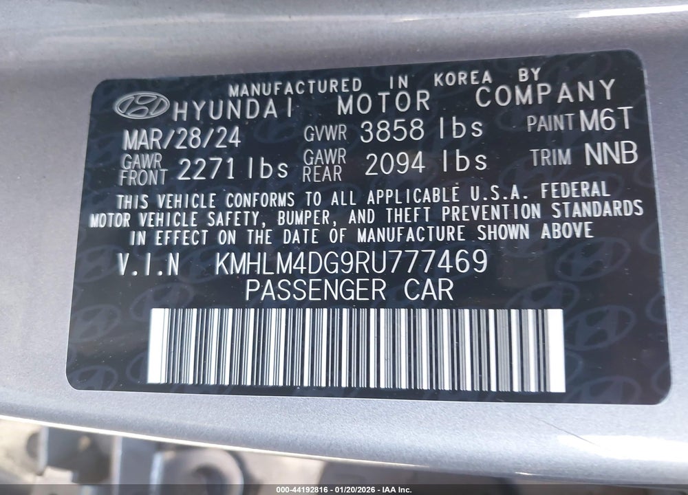 2024 HYUNDAI ELANTRA SEL VIN: KMHLM4DG9RU777469
