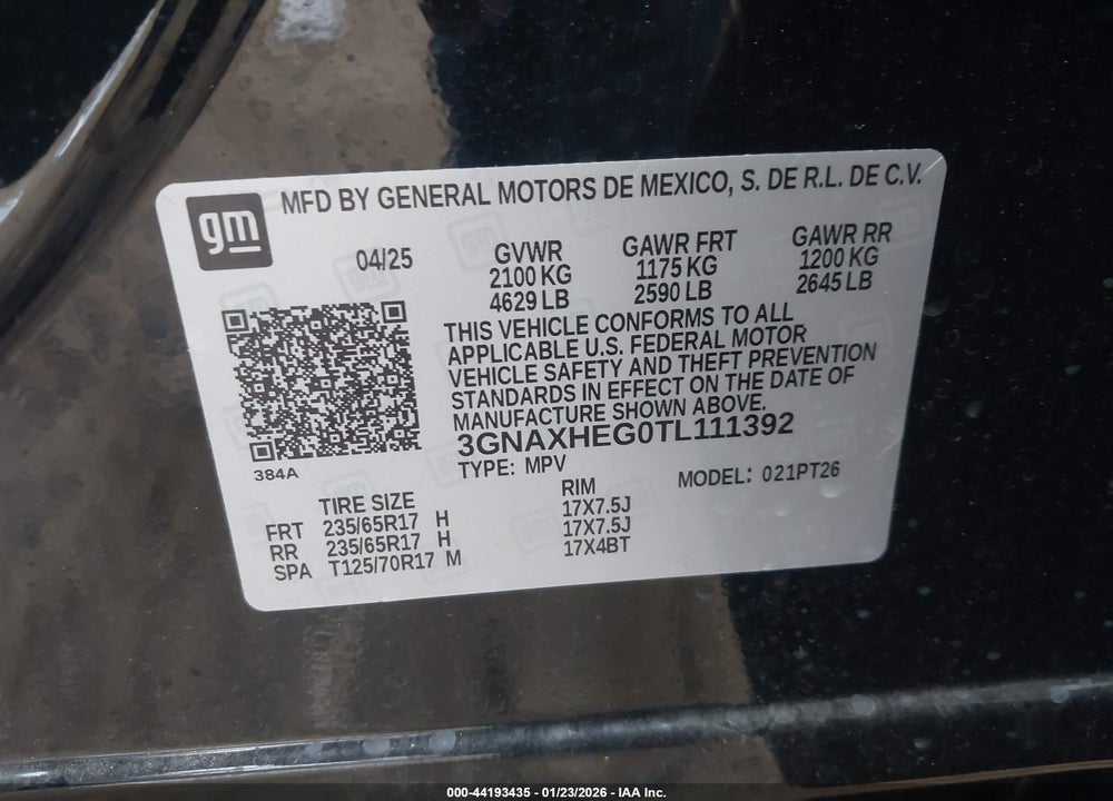 2026 CHEVROLET EQUINOX FWD LT VIN: 3GNAXHEG0TL111392