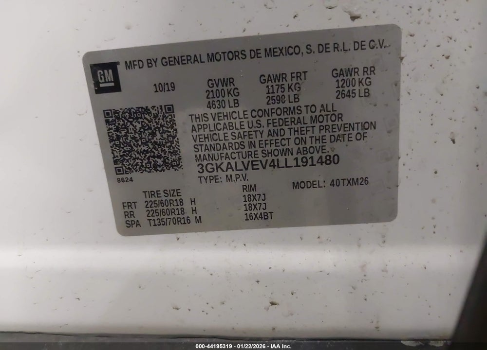2020 GMC TERRAIN AWD SLT VIN: 3GKALVEV4LL191480