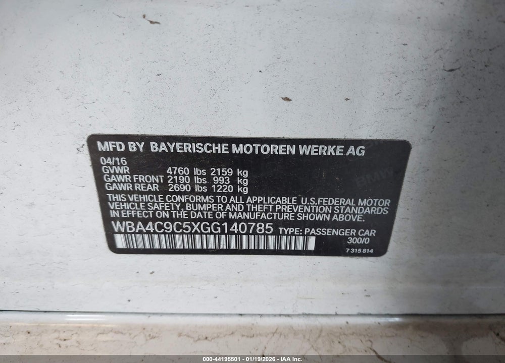 2016 BMW 428I GRAN COUPE XDRIVE VIN: WBA4C9C5XGG140785