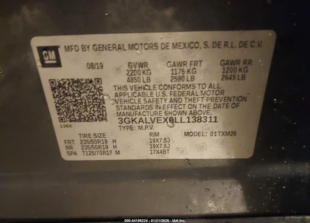 2020 GMC TERRAIN AWD SLT VIN: 3GKALVEX0LL138311