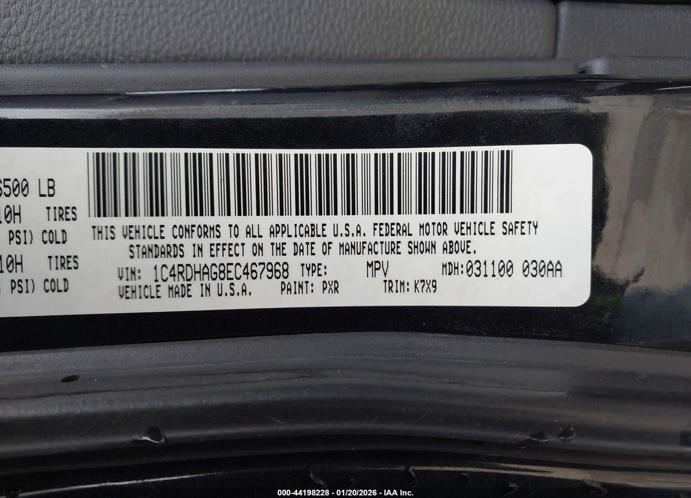 2014 DODGE DURANGO SXT VIN: 1C4RDHAG8EC467968