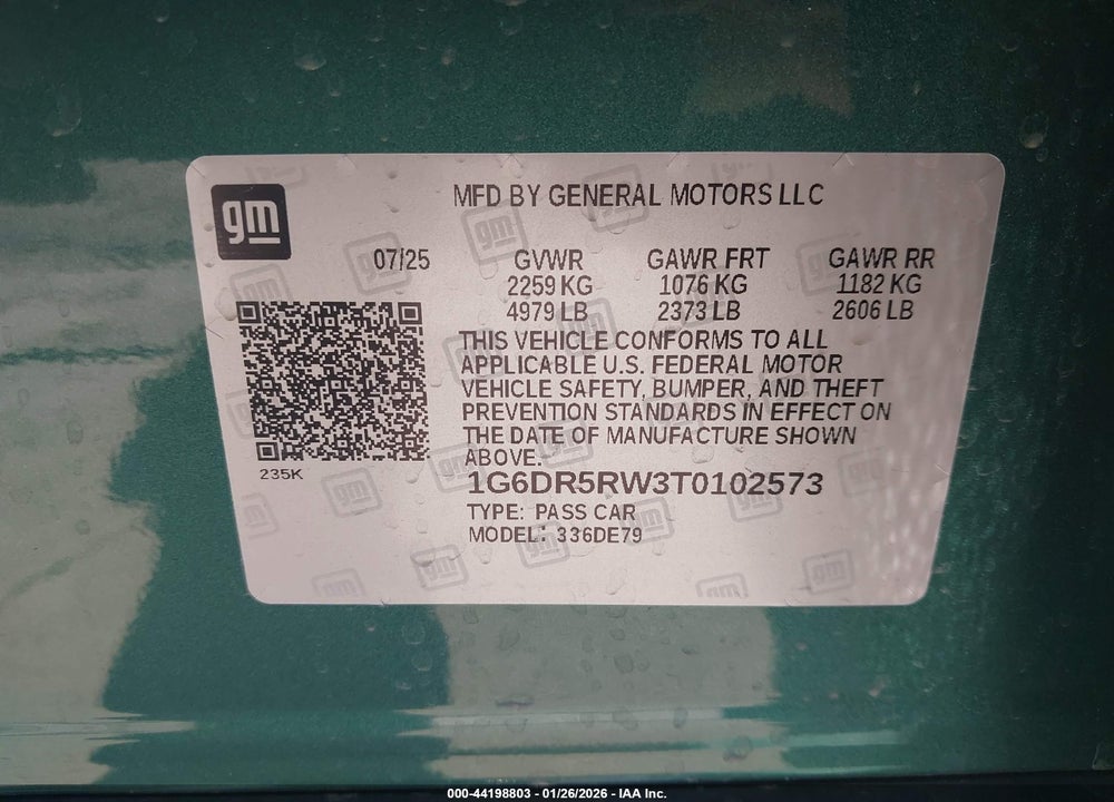 2026 CADILLAC CT5-V V-SERIES VIN: 1G6DR5RW3T0102573