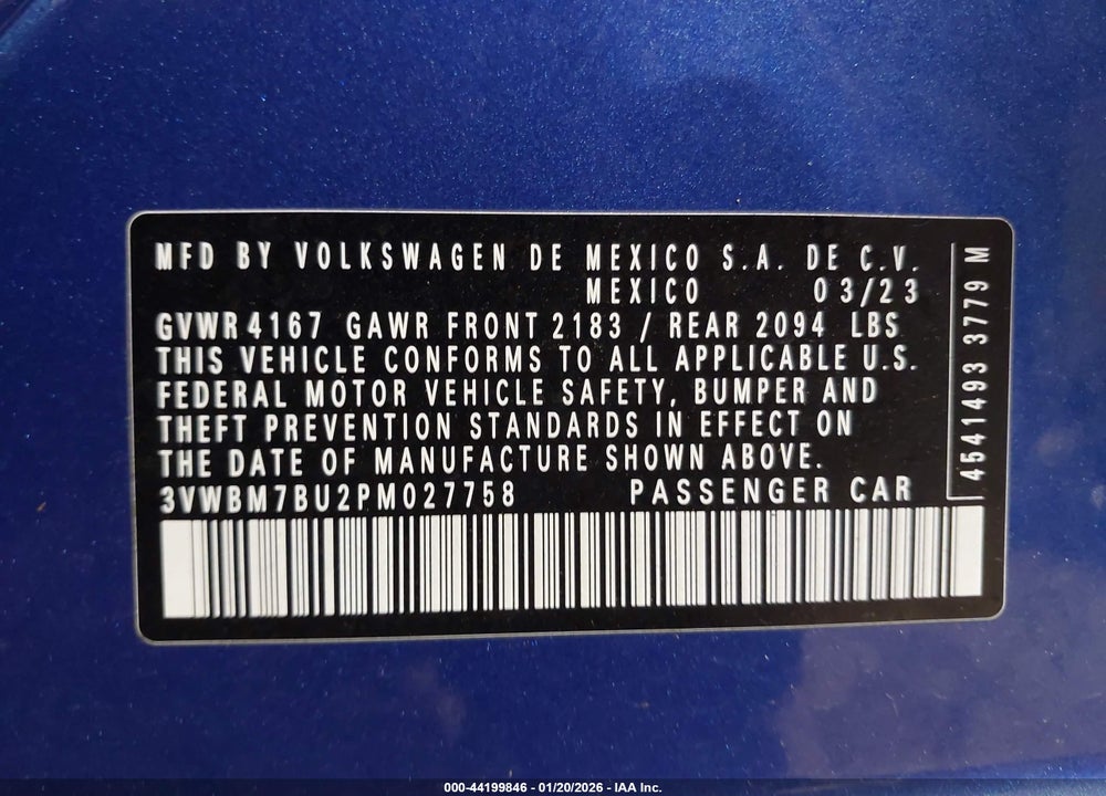 2023 VOLKSWAGEN JETTA 1.5T SPORT VIN: 3VWBM7BU2PM027758