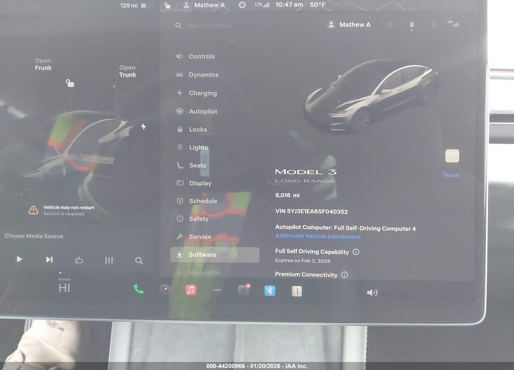 2025 TESLA MODEL 3 LONG RANGE REAR-WHEEL DRIVE/STANDARD REAR-WHEEL DRIVE VIN: 5YJ3E1EA6SF040352