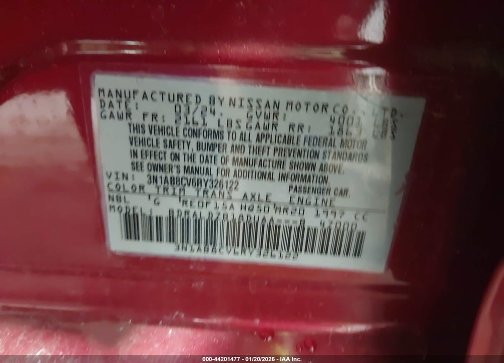 2024 NISSAN SENTRA SV XTRONIC CVT VIN: 3N1AB8CV6RY326122