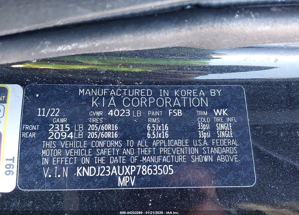2023 KIA SOUL LX VIN: KNDJ23AUXP7863505