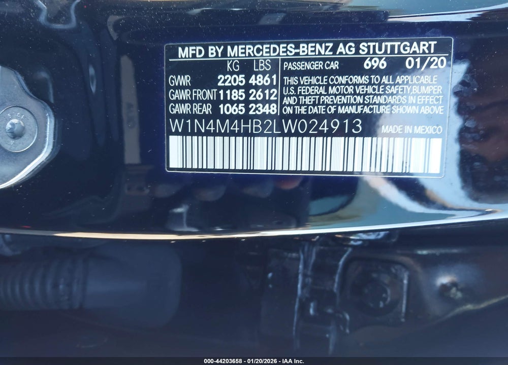 2020 MERCEDES-BENZ GLB 250 4MATIC VIN: W1N4M4HB2LW024913
