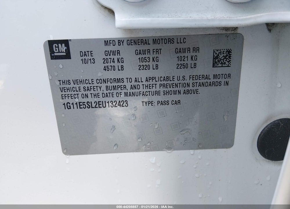 2014 CHEVROLET MALIBU VIN: 1G11E5SL2EU132423
