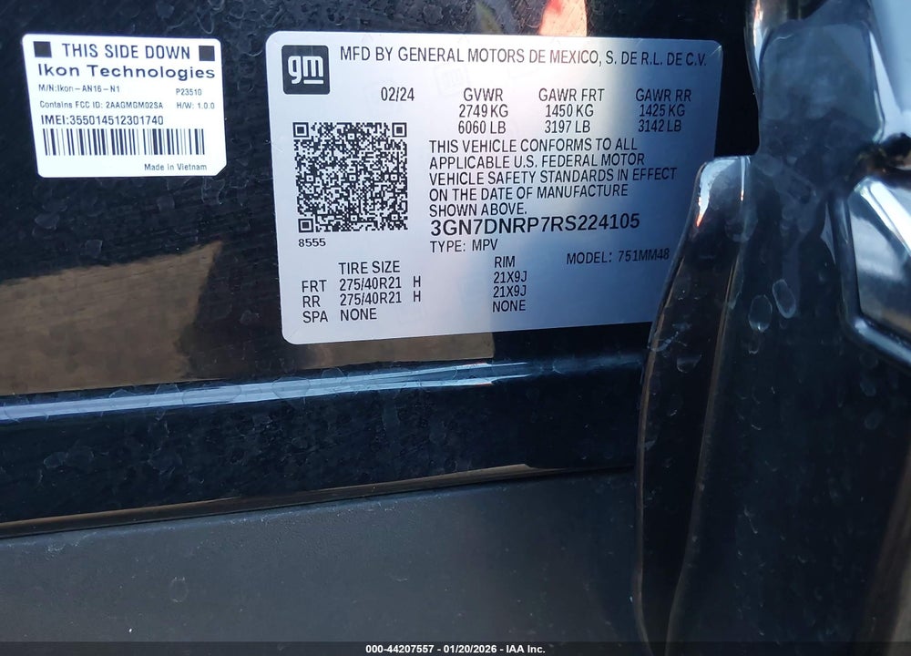 2024 CHEVROLET EQUINOX EV RS VIN: 3GN7DNRP7RS224105