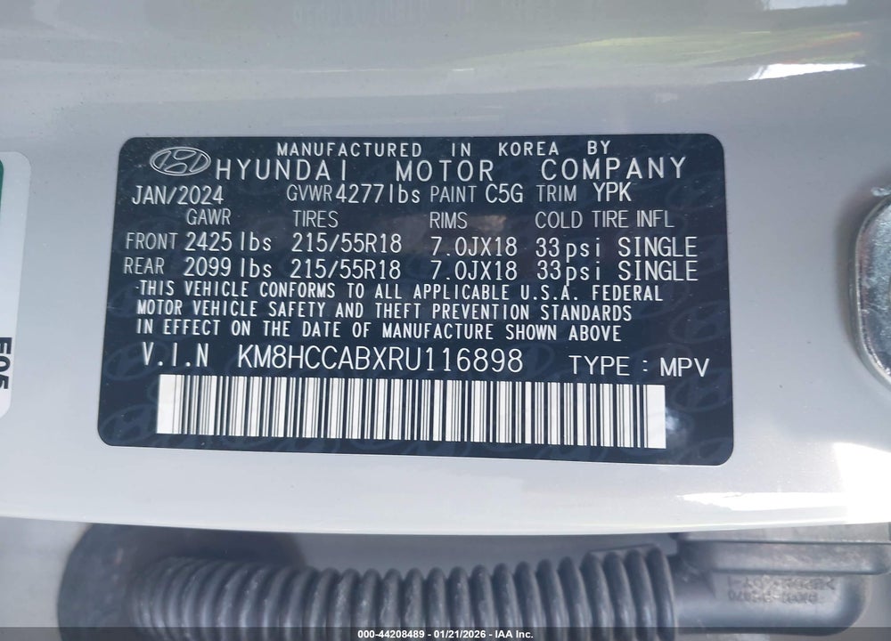 2024 HYUNDAI KONA SEL VIN: KM8HCCABXRU116898