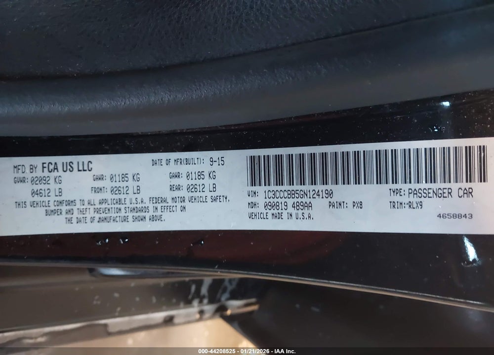 2016 CHRYSLER 200 S VIN: 1C3CCCBB5GN124190