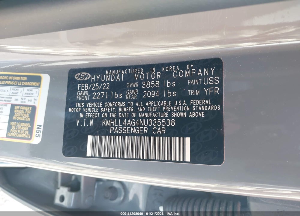 2022 HYUNDAI ELANTRA SE VIN: KMHLL4AG4NU335538